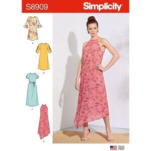 Simplicity S8909 Misses Dresses Sewing Pattern Sizes XXS-XXL Halter Neck